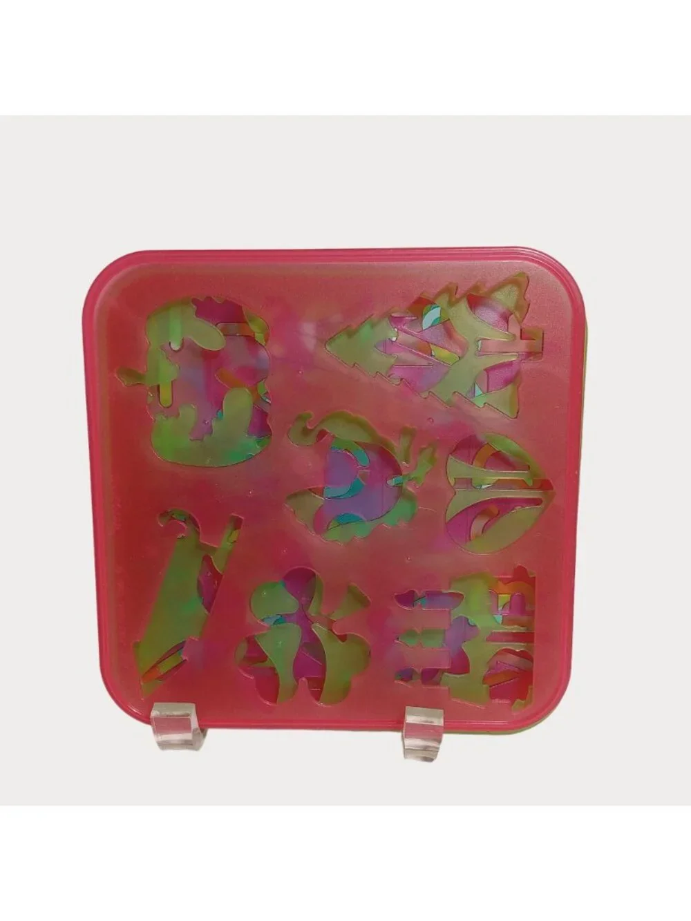 Tupperware Vintage 80s 7 Colorful Stencils Animals Shapes Trees Transportation